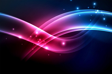 Vector glowing wave, smoke