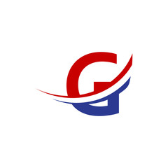 initial letter G logo swoosh wing - red blue color