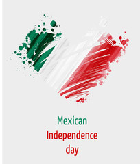 Mexican Independence day background with grunge heart