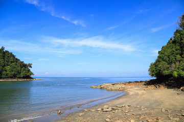 sea beach blue sky at Ranong, Thailand