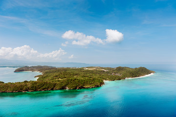 Fototapeta na wymiar Aerial view of beautiful bay in tropical Islands. Boracay Island, Philippines. Travelling,holiday,vacation concept.