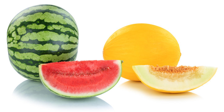 Melonen Honigmelone Wassermelone Früchte Frucht Obst Sommer Freisteller freigestellt isoliert