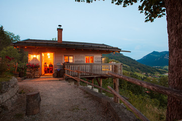 Idyllic chalet in the Alps, in the midst of alpine landscape