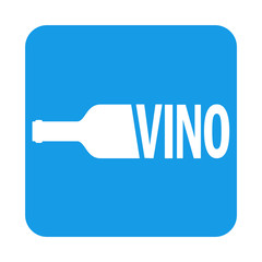 Icono plano botella VINO en cuadrado azul