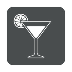Icono plano coctel en cuadrado gris