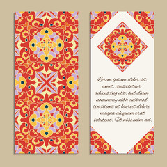 Vector set of colorful vertical banners for business and invitation. Spanish, Moroccan; Arabic; asian ornaments
