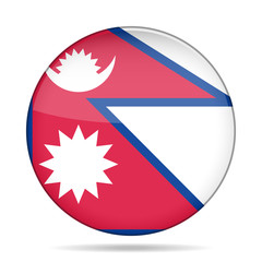 Flag of Nepal. Shiny round button.