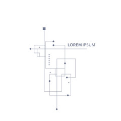 Wireframe element with abstract figure. Connected lines and dots. Vector Illustration