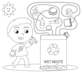 Wet waste recycling coloring game