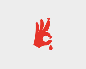 Fototapeta premium Bones fingers vector sign. Hand Ok blood symbol logotype icon. Humor optimism symbol