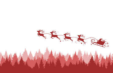 Weihnachten - Weihnachtsmann Schlitten Wald