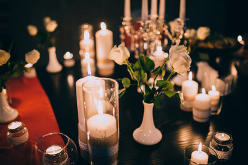 decorated table with candles and flowers