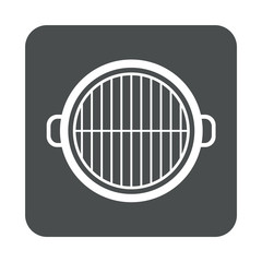Icono plano parrilla en cuadrado gris