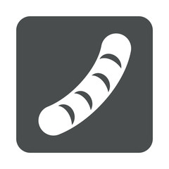 Icono plano salchicha en cuadrado gris
