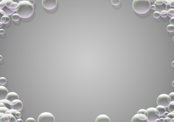Soap bubbles abstract background with rainbow colored airy foam
