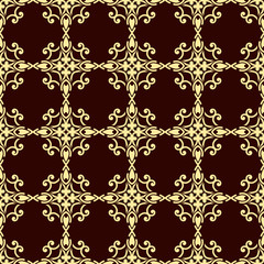 Seamless vintage wallpaper pattern. Ornamental decorative background. Vector template can be used for design of wallpaper, fabric, oilcloth, textile, wrapping paper and other design