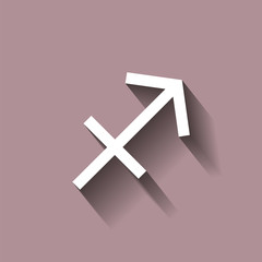 Sagittarius zodiac sign. Astrological symbol icon with shadow