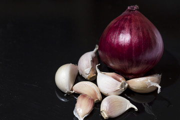 Red onions and garlic