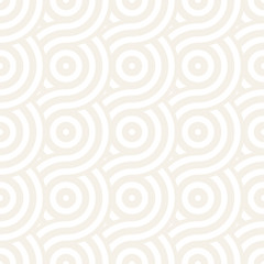 Vector seamless geometric pattern composed with circles and lines. Modern stylish rounded stripes texture. Repeating abstract background