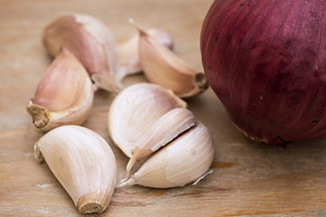 Red onion and garlic