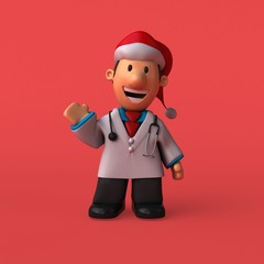 Fototapeta premium Cartoon doctor - 3D Illustration