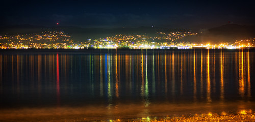Wellington city harbor reflections, New Zealand capital