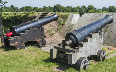 Cannon (two) at fortress Bourtange