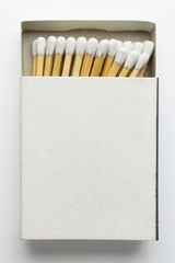 Closeup of matchbox, isolated on white