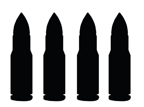 Bullets silhouette on white background
