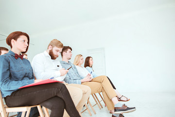 The people at Business Meeting in the conference hall.