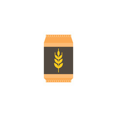 Wheat flour bag icon, flat design