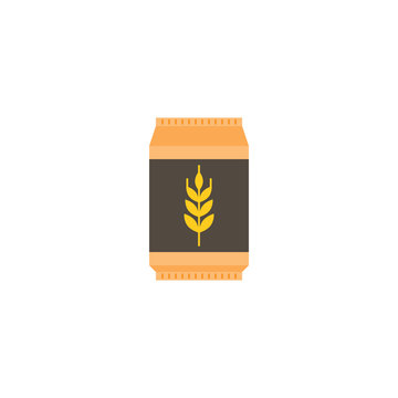 Wheat flour bag icon, flat design
