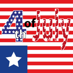 Fourth of July, United Stated independence day greeting. July 4th typographic design. Usable for greeting cards, banners, print.