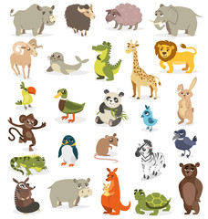 set of different animals on a white background. vector illustration