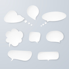 Vector set of white paper speech bubbles. Infographic elements isolated from the background.