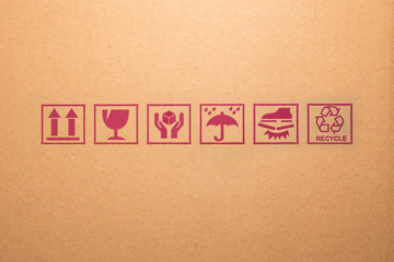 Symbol box Paper texture brown sheet background.