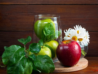 Still life with fruit on a wooden background