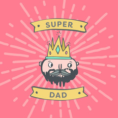 Vector icon set of fathers day greeting card against white background