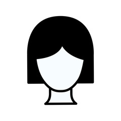 black silhouette thick contour of faceless woman with short hair vector illustration