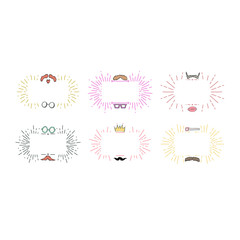 Vector icon set of various frames against white background