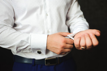 elegant businessman dressed costume before meeting with partners