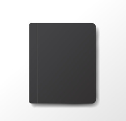 Black notebook template vector Leaflet illustration flat background