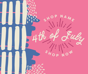 Vector of greeting card with fourth of july message