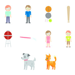 Vector set of family and pet against white background