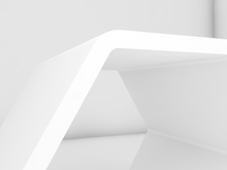 Empty white hexagonal object fragment, 3d