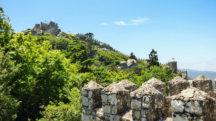 Walls of the Moorish Castle in Sintra, Portugal