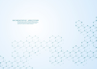 Fototapeta premium Hexagonal structure molecule dna of neurons system, genetic and chemical compounds. Vector illustration.