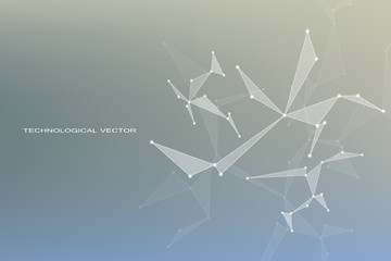 Structure of molecular particles and atom, polygonal abstract background, technology and science concept, vector illustration.