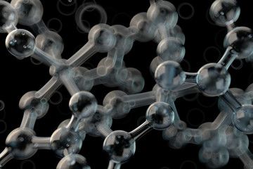 3d rendered glass molecule structure with high blur strength. Scientific concept. Atom structure shape.