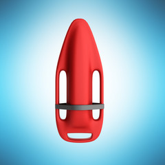 red throw buoy 3d render on blue background